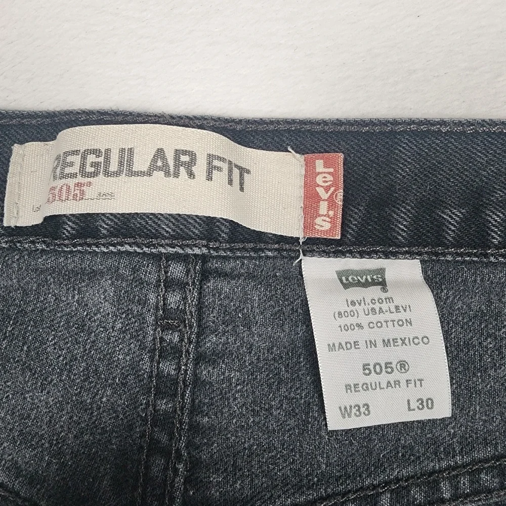 Levis 505 Regular Fit Jeans Mens Size 33x30 Black Straight Denim Pants